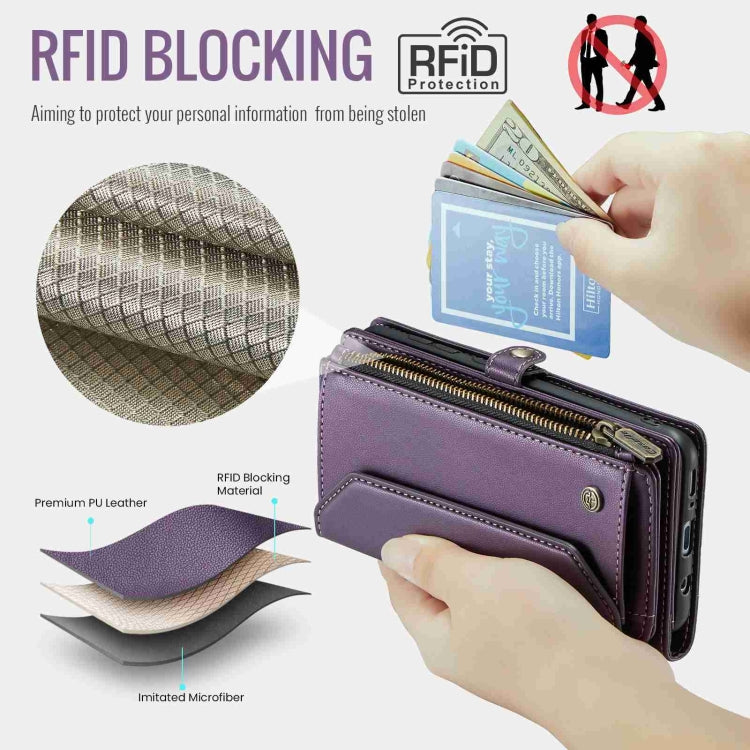 For Samsung Galaxy A30s / A50s / A50 CaseMe C36 Card Slots Zipper Wallet RFID Anti-theft Leather Phone Case(Purple) - free shipping - PMC Jewellery - Order now!