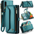 For Samsung Galaxy A30s / A50s / A50 CaseMe C36 Card Slots Zipper Wallet RFID Anti-theft Leather Phone Case(Blue-green) - free shipping - PMC Jewellery - Order now!