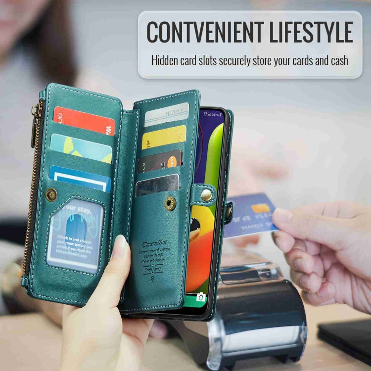 For Samsung Galaxy A30s / A50s / A50 CaseMe C36 Card Slots Zipper Wallet RFID Anti-theft Leather Phone Case(Blue-green) - free shipping - PMC Jewellery - Order now!