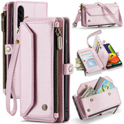 For Samsung Galaxy A30s / A50s / A50 CaseMe C36 Card Slots Zipper Wallet RFID Anti-theft Leather Phone Case(Pink)