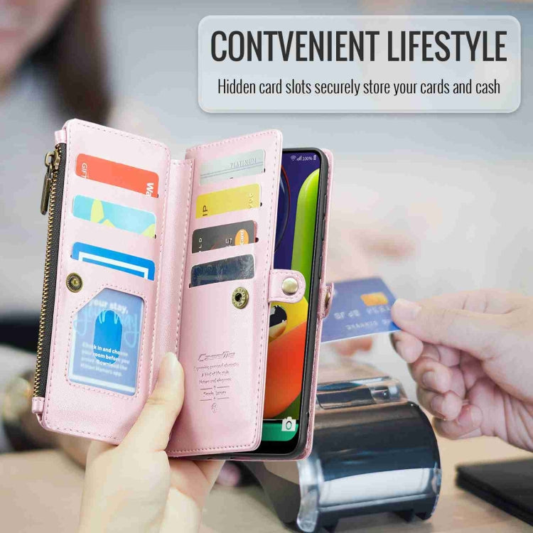 For Samsung Galaxy A30s / A50s / A50 CaseMe C36 Card Slots Zipper Wallet RFID Anti-theft Leather Phone Case(Pink)