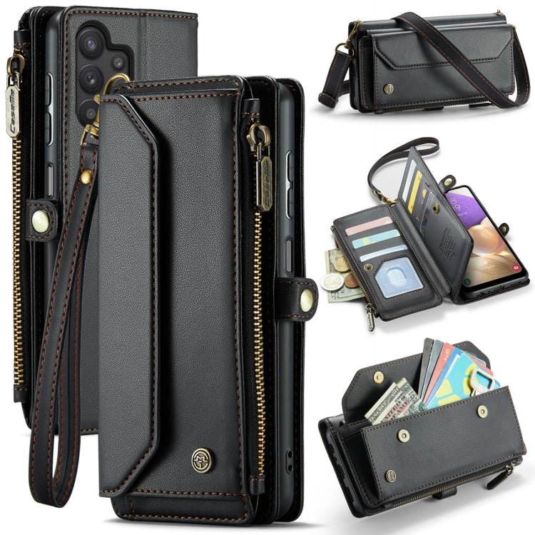 For Samsung Galaxy A32 5G CaseMe C36 Card Slots Zipper Wallet RFID Anti-theft Leather Phone Case(Black) - free shipping - PMC Jewellery - Order now!