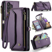 For Samsung Galaxy A32 5G CaseMe C36 Card Slots Zipper Wallet RFID Anti-theft Leather Phone Case(Purple)