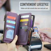 For Samsung Galaxy A32 5G CaseMe C36 Card Slots Zipper Wallet RFID Anti-theft Leather Phone Case(Purple)