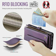 For Samsung Galaxy A32 5G CaseMe C36 Card Slots Zipper Wallet RFID Anti-theft Leather Phone Case(Purple)