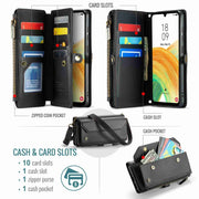 For Samsung Galaxy A33 5G CaseMe C36 Card Slots Zipper Wallet RFID Anti-theft Leather Phone Case(Black)