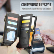 For Samsung Galaxy A33 5G CaseMe C36 Card Slots Zipper Wallet RFID Anti-theft Leather Phone Case(Black)