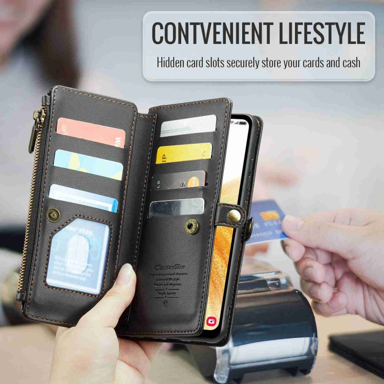 For Samsung Galaxy A33 5G CaseMe C36 Card Slots Zipper Wallet RFID Anti-theft Leather Phone Case(Black)