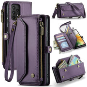 For Samsung Galaxy A33 5G CaseMe C36 Card Slots Zipper Wallet RFID Anti-theft Leather Phone Case(Purple)