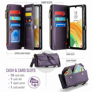 For Samsung Galaxy A33 5G CaseMe C36 Card Slots Zipper Wallet RFID Anti-theft Leather Phone Case(Purple)