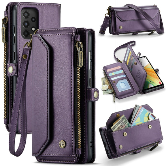 For Samsung Galaxy A33 5G CaseMe C36 Card Slots Zipper Wallet RFID Anti-theft Leather Phone Case(Purple)