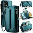 For Samsung Galaxy A33 5G CaseMe C36 Card Slots Zipper Wallet RFID Anti-theft Leather Phone Case(Blue-green) - free shipping - PMC Jewellery - Order now!
