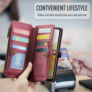 For Samsung Galaxy A33 5G CaseMe C36 Card Slots Zipper Wallet RFID Anti-theft Leather Phone Case(Wine Red)