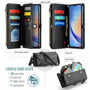 For Samsung Galaxy A34 5G CaseMe C36 Card Slots Zipper Wallet RFID Anti-theft Leather Phone Case(Black)