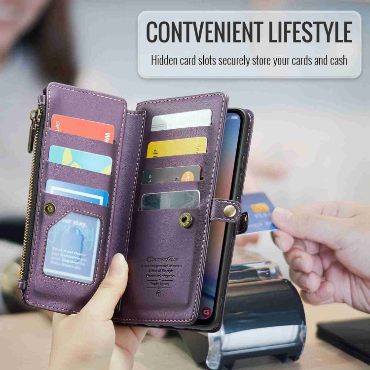 For Samsung Galaxy A34 5G CaseMe C36 Card Slots Zipper Wallet RFID Anti-theft Leather Phone Case(Purple)