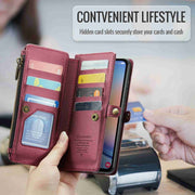 For Samsung Galaxy A34 5G CaseMe C36 Card Slots Zipper Wallet RFID Anti-theft Leather Phone Case(Wine Red)
