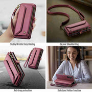 For Samsung Galaxy A34 5G CaseMe C36 Card Slots Zipper Wallet RFID Anti-theft Leather Phone Case(Wine Red)