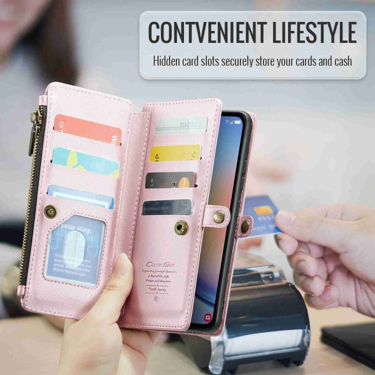 For Samsung Galaxy A34 5G CaseMe C36 Card Slots Zipper Wallet RFID Anti-theft Leather Phone Case(Pink)