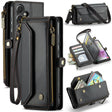 For Samsung Galaxy A35 5G CaseMe C36 Card Slots Zipper Wallet RFID Anti-theft Leather Phone Case(Black) - free shipping - PMC Jewellery - Order now!