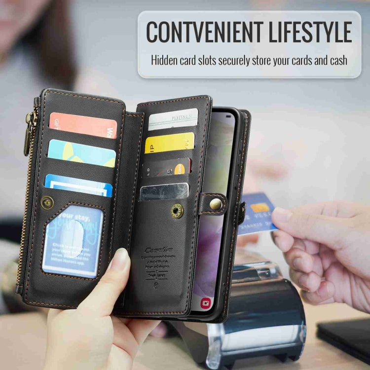For Samsung Galaxy A35 5G CaseMe C36 Card Slots Zipper Wallet RFID Anti-theft Leather Phone Case(Black)