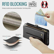 For Samsung Galaxy A35 5G CaseMe C36 Card Slots Zipper Wallet RFID Anti-theft Leather Phone Case(Black)