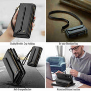 For Samsung Galaxy A35 5G CaseMe C36 Card Slots Zipper Wallet RFID Anti-theft Leather Phone Case(Black)