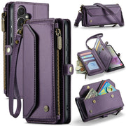 For Samsung Galaxy A35 5G CaseMe C36 Card Slots Zipper Wallet RFID Anti-theft Leather Phone Case(Purple)