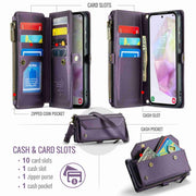 For Samsung Galaxy A35 5G CaseMe C36 Card Slots Zipper Wallet RFID Anti-theft Leather Phone Case(Purple)