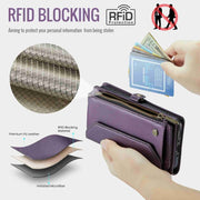 For Samsung Galaxy A35 5G CaseMe C36 Card Slots Zipper Wallet RFID Anti-theft Leather Phone Case(Purple)