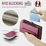 For Samsung Galaxy A35 5G CaseMe C36 Card Slots Zipper Wallet RFID Anti-theft Leather Phone Case(Wine Red)