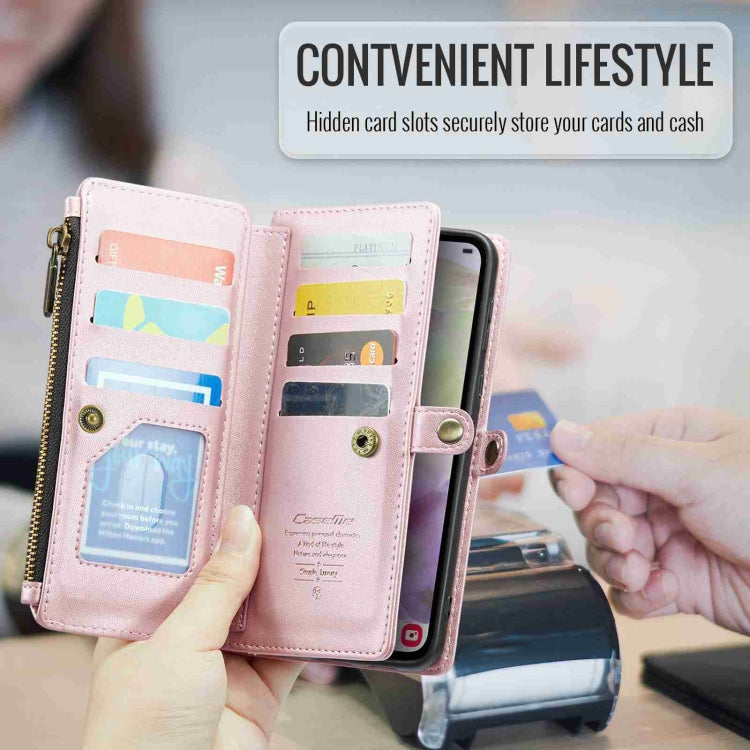 For Samsung Galaxy A35 5G CaseMe C36 Card Slots Zipper Wallet RFID Anti-theft Leather Phone Case(Pink)