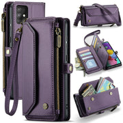For Samsung Galaxy A51 4G CaseMe C36 Card Slots Zipper Wallet RFID Anti-theft Leather Phone Case(Purple)