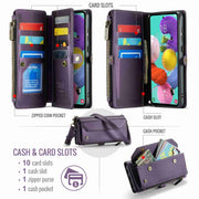 For Samsung Galaxy A51 4G CaseMe C36 Card Slots Zipper Wallet RFID Anti-theft Leather Phone Case(Purple)