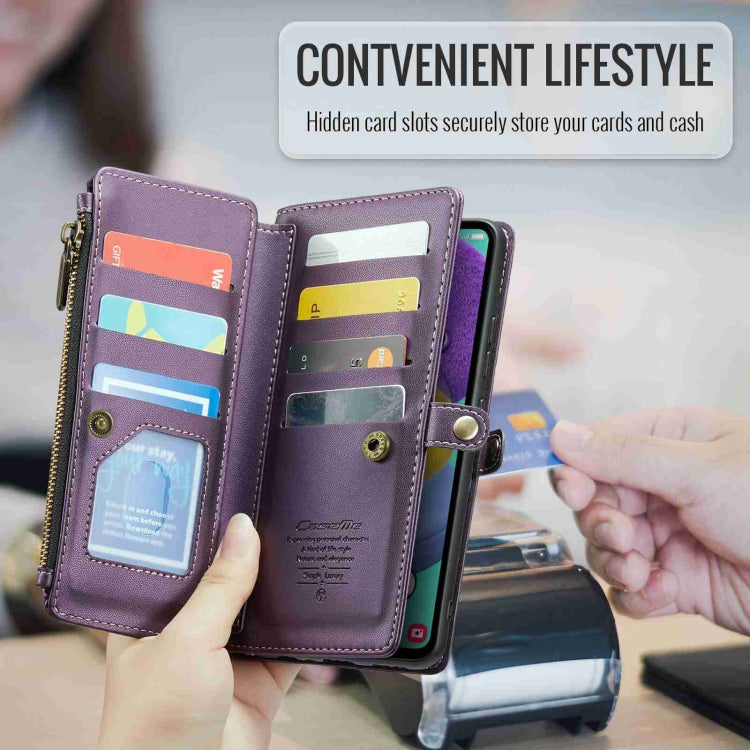 For Samsung Galaxy A51 4G CaseMe C36 Card Slots Zipper Wallet RFID Anti-theft Leather Phone Case(Purple)