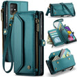 For Samsung Galaxy A51 4G CaseMe C36 Card Slots Zipper Wallet RFID Anti-theft Leather Phone Case(Blue-green) - free shipping - PMC Jewellery - Order now!
