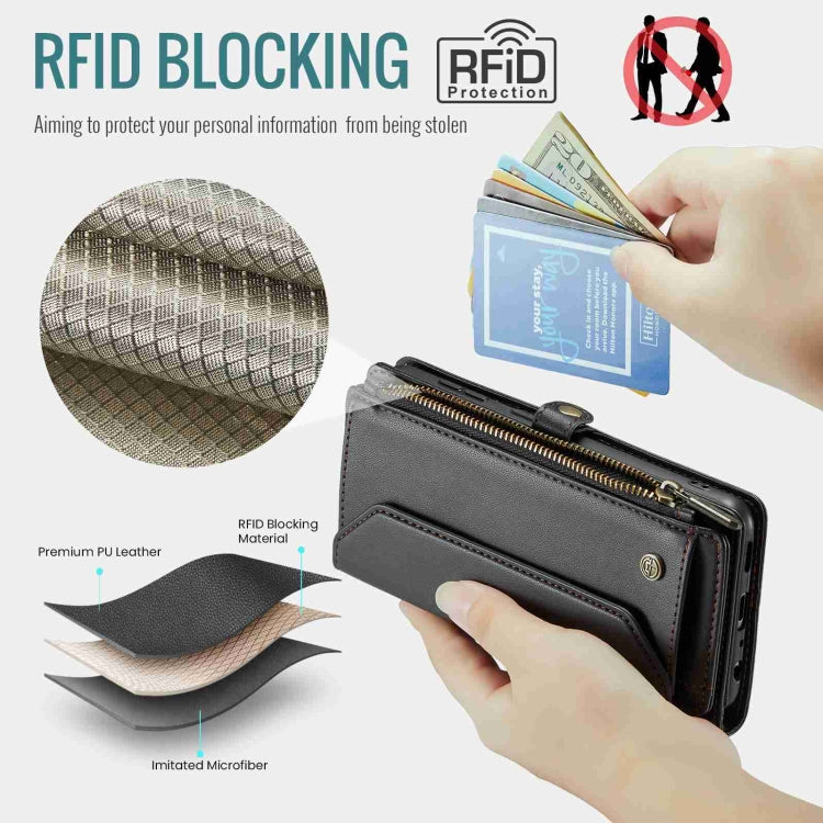 For Samsung Galaxy A52 / A52s 5G CaseMe C36 Card Slots Zipper Wallet RFID Anti-theft Leather Phone Case(Black)