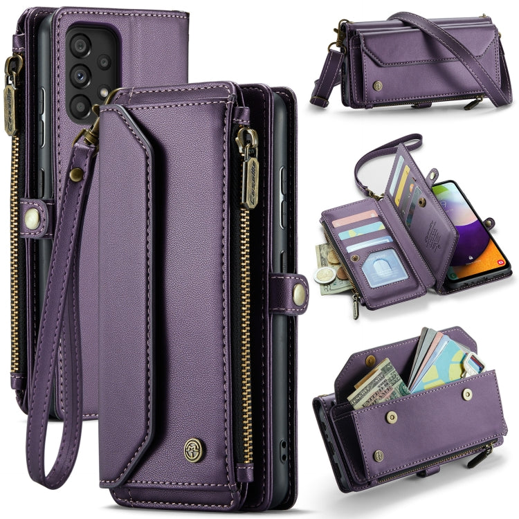 For Samsung Galaxy A52 / A52s 5G CaseMe C36 Card Slots Zipper Wallet RFID Anti-theft Leather Phone Case(Purple) - free shipping - PMC Jewellery - Order now!