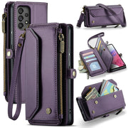 For Samsung Galaxy A53 5G CaseMe C36 Card Slots Zipper Wallet RFID Anti-theft Leather Phone Case(Purple)
