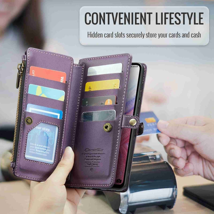 For Samsung Galaxy A53 5G CaseMe C36 Card Slots Zipper Wallet RFID Anti-theft Leather Phone Case(Purple)