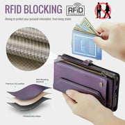 For Samsung Galaxy A53 5G CaseMe C36 Card Slots Zipper Wallet RFID Anti-theft Leather Phone Case(Purple)