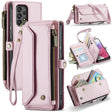 For Samsung Galaxy A53 5G CaseMe C36 Card Slots Zipper Wallet RFID Anti-theft Leather Phone Case(Pink) - free shipping - PMC Jewellery - Order now!