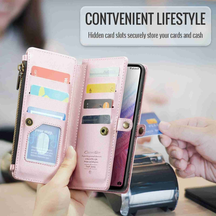 For Samsung Galaxy A53 5G CaseMe C36 Card Slots Zipper Wallet RFID Anti-theft Leather Phone Case(Pink)