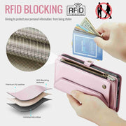 For Samsung Galaxy A53 5G CaseMe C36 Card Slots Zipper Wallet RFID Anti-theft Leather Phone Case(Pink)