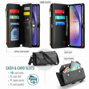 For Samsung Galaxy A54 5G CaseMe C36 Card Slots Zipper Wallet RFID Anti-theft Leather Phone Case(Black)