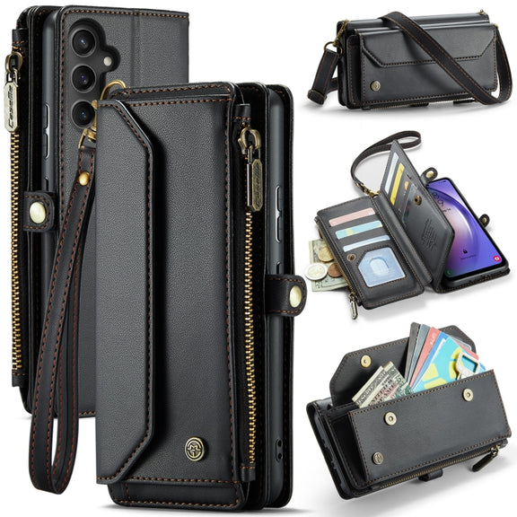 For Samsung Galaxy A54 5G CaseMe C36 Card Slots Zipper Wallet RFID Anti-theft Leather Phone Case(Black)