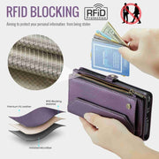 For Samsung Galaxy A54 5G CaseMe C36 Card Slots Zipper Wallet RFID Anti-theft Leather Phone Case(Purple)