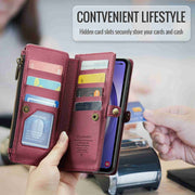For Samsung Galaxy A54 5G CaseMe C36 Card Slots Zipper Wallet RFID Anti-theft Leather Phone Case(Wine Red)