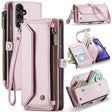 For Samsung Galaxy A54 5G CaseMe C36 Card Slots Zipper Wallet RFID Anti-theft Leather Phone Case(Pink) - free shipping - PMC Jewellery - Order now!