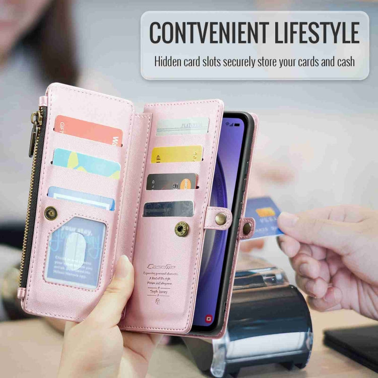 For Samsung Galaxy A54 5G CaseMe C36 Card Slots Zipper Wallet RFID Anti-theft Leather Phone Case(Pink)