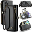 For Samsung Galaxy A55 5G CaseMe C36 Card Slots Zipper Wallet RFID Anti-theft Leather Phone Case(Black) - free shipping - PMC Jewellery - Order now!